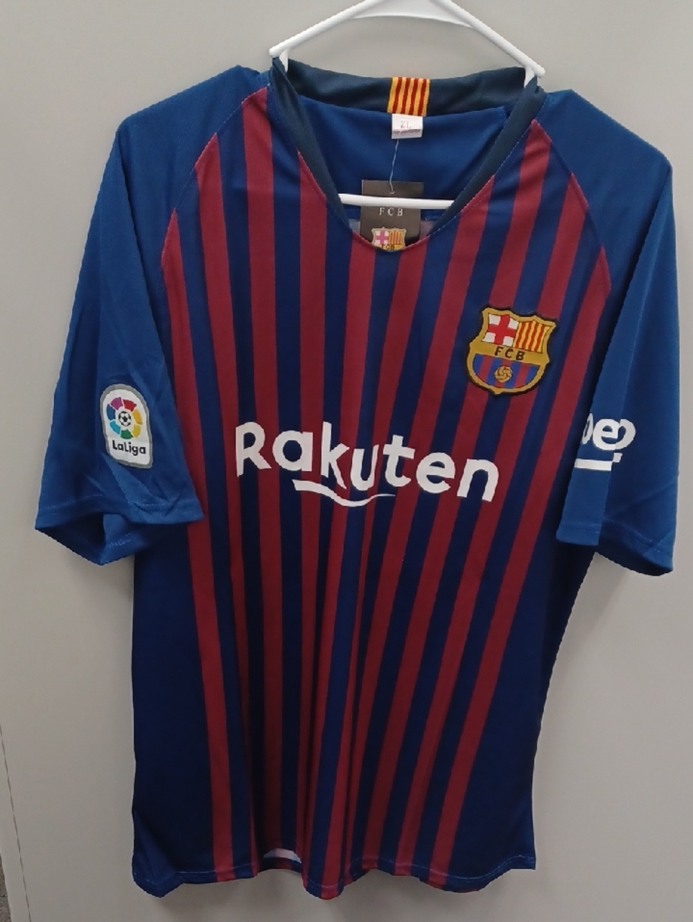Adults Navy Blue & Maroon Striped Soccer Jersey Retro XL
